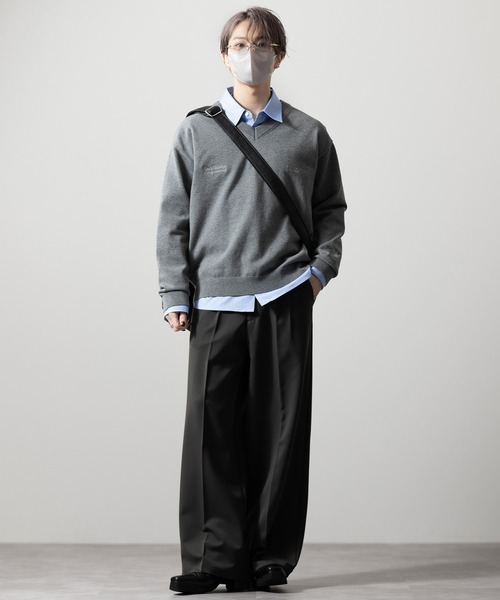 CLEL(クレイル)の「【CLEL】Basic Embroidered V-Neck Knit / ベーシック 刺繍Vネックニット(ニット/セーター・メンズ・ダークネイビー/グレー/ブラック・S/M/L/XS)」の13枚目の写真