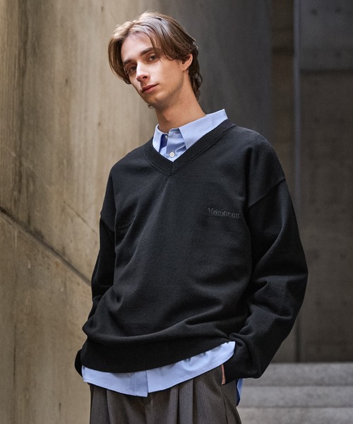 CLEL(クレイル)の「【CLEL】Basic Embroidered V-Neck Knit / ベーシック 刺繍Vネックニット(ニット/セーター・メンズ・ダークネイビー/グレー/ブラック・S/M/L/XS)」の15枚目の写真