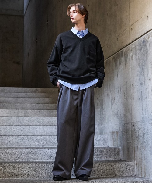 CLEL(クレイル)の「【CLEL】Basic Embroidered V-Neck Knit / ベーシック 刺繍Vネックニット(ニット/セーター・メンズ・ダークネイビー/グレー/ブラック・S/M/L/XS)」の22枚目の写真