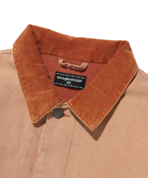NICE GHOST CLUB(ナイスゴーストクラブ)の「COTTON GARMENT DYED CHORE JACKET_BRICK(NG2DFUD102A)(デニムジャケット・レディース・その他・L/M)」の3枚目の写真