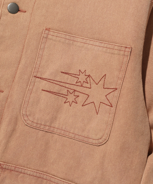 NICE GHOST CLUB(ナイスゴーストクラブ)の「COTTON GARMENT DYED CHORE JACKET_BRICK(NG2DFUD102A)(デニムジャケット・レディース・その他・L/M)」の4枚目の写真