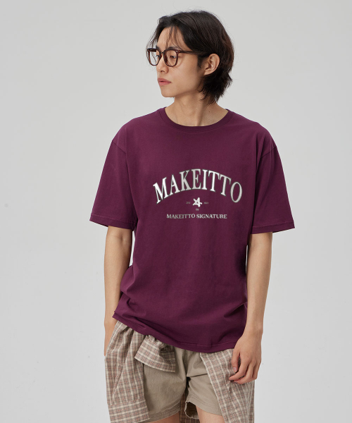 MAKEITTO（メイキット）の「[PAINTING LETTERING]CREW NECK TEE_WINE（Tシャツ/カットソー・メンズ・その他・XXL/M/L/XL）」の2枚目の写真