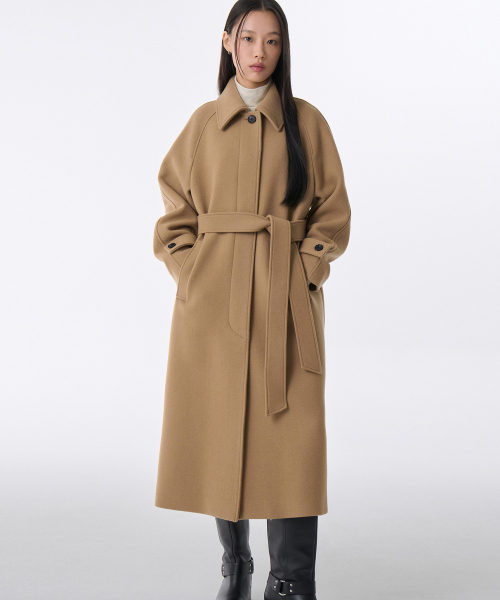 セール】ウィメンズカシミヤブレンドバルマカンローブコート[キャメル