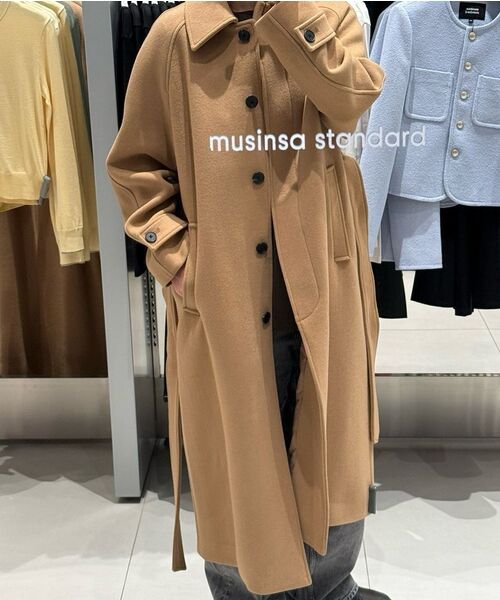MUSINSA STANDARD WOMAN（ムシンサスタンダードウーマン）の「ウィメンズカシミヤブレンドバルマカンローブコート[キャメル]（チェスターコート・レディース・その他・LARGE/MEDIUM/SMALL/X-SMALL）」の8枚目の写真