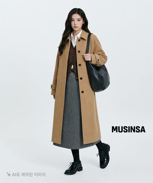 MUSINSA STANDARD WOMAN（ムシンサスタンダードウーマン）の「ウィメンズカシミヤブレンドバルマカンローブコート[キャメル]（チェスターコート・レディース・その他・LARGE/MEDIUM/SMALL/X-SMALL）」の7枚目の写真