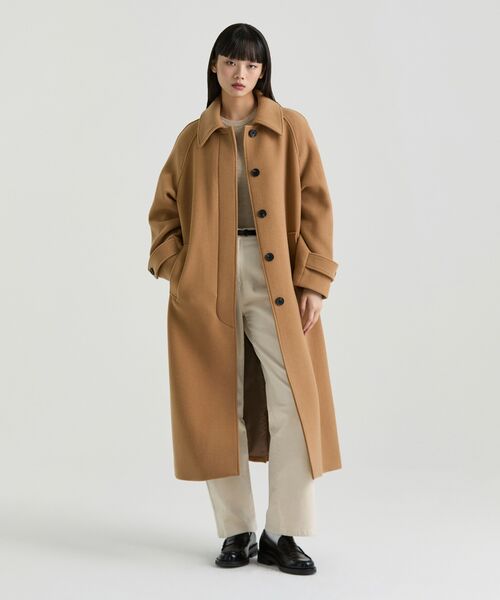 MUSINSA STANDARD WOMAN（ムシンサスタンダードウーマン）の「ウィメンズカシミヤブレンドバルマカンローブコート[キャメル]（チェスターコート・レディース・その他・LARGE/MEDIUM/SMALL/X-SMALL）」の6枚目の写真