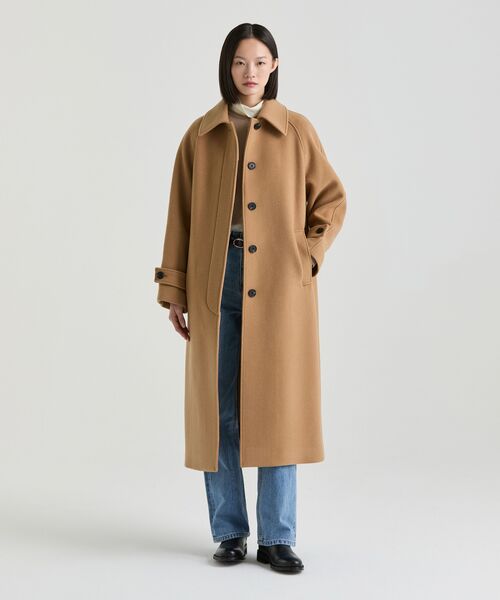 MUSINSA STANDARD WOMAN（ムシンサスタンダードウーマン）の「ウィメンズカシミヤブレンドバルマカンローブコート[キャメル]（チェスターコート・レディース・その他・LARGE/MEDIUM/SMALL/X-SMALL）」の4枚目の写真