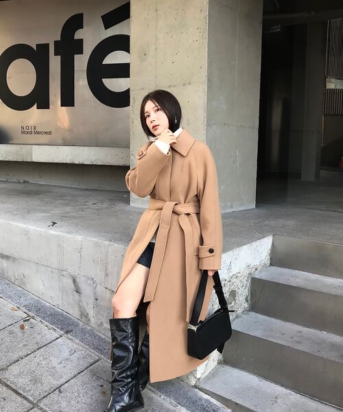 MUSINSA STANDARD WOMAN（ムシンサスタンダードウーマン）の「ウィメンズカシミヤブレンドバルマカンローブコート[キャメル]（チェスターコート・レディース・その他・LARGE/MEDIUM/SMALL/X-SMALL）」の2枚目の写真
