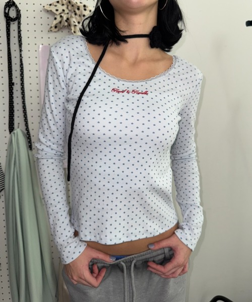 SHAGGIE(シャギー)の「スタープリント2WAYスムーストップス(Tシャツ/カットソー・レディース・ライトブルー/ホワイト/グレー/イエロー・FREE)」の14枚目の写真