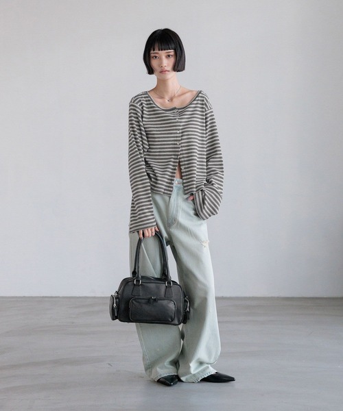 LOWRYS FARM（ローリーズファーム）の「マルチＷＡＹカットカーディガンＬＳ　660723（カーディガン/ボレロ・レディース・グリーン/ベージュ/グレー・FREE）」の4枚目の写真