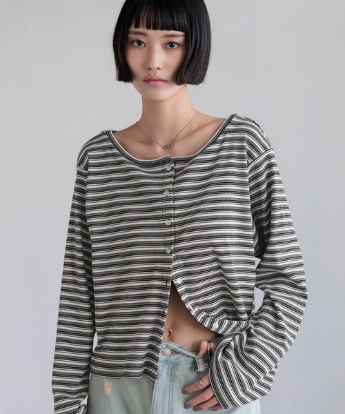 LOWRYS FARM（ローリーズファーム）の「マルチＷＡＹカットカーディガンＬＳ　660723（カーディガン/ボレロ・レディース・グリーン/ベージュ/グレー・FREE）」の7枚目の写真