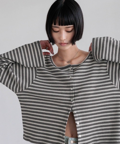 LOWRYS FARM（ローリーズファーム）の「マルチＷＡＹカットカーディガンＬＳ　660723（カーディガン/ボレロ・レディース・グリーン/ベージュ/グレー・FREE）」の8枚目の写真