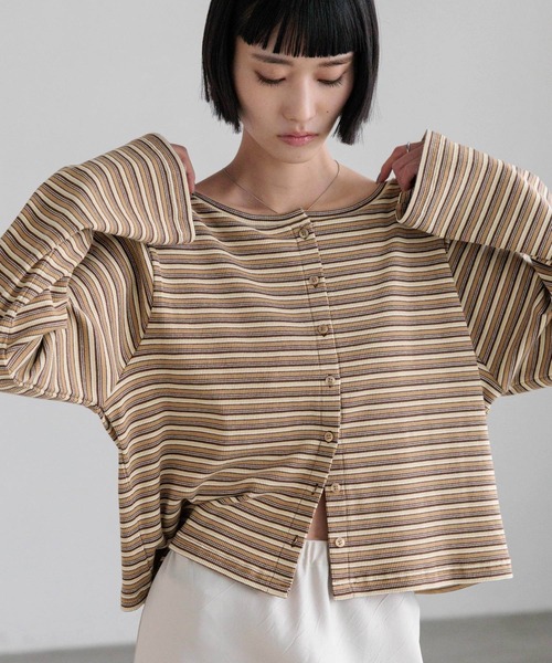 LOWRYS FARM（ローリーズファーム）の「マルチＷＡＹカットカーディガンＬＳ　660723（カーディガン/ボレロ・レディース・グリーン/ベージュ/グレー・FREE）」の12枚目の写真