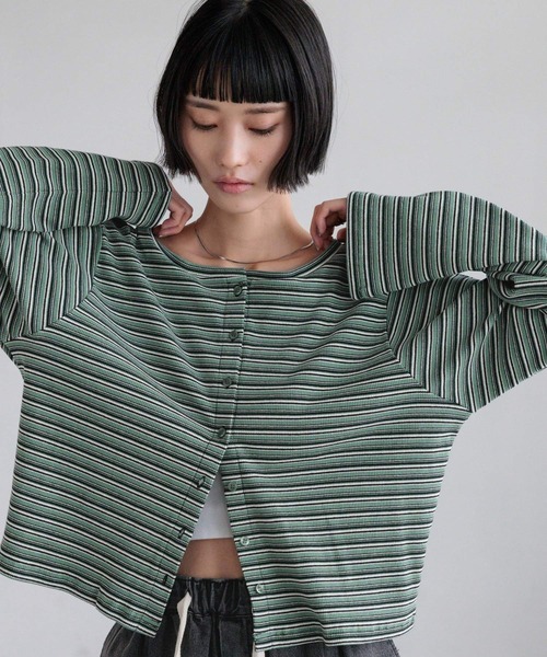 LOWRYS FARM（ローリーズファーム）の「マルチＷＡＹカットカーディガンＬＳ　660723（カーディガン/ボレロ・レディース・グリーン/ベージュ/グレー・FREE）」の17枚目の写真