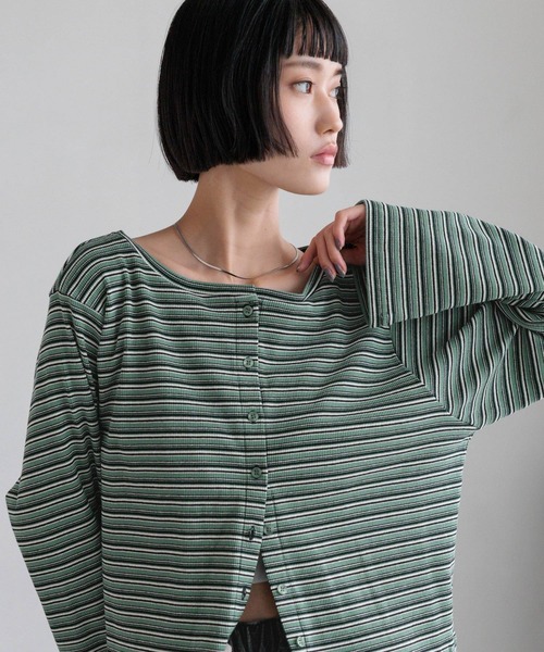 LOWRYS FARM（ローリーズファーム）の「マルチＷＡＹカットカーディガンＬＳ　660723（カーディガン/ボレロ・レディース・グリーン/ベージュ/グレー・FREE）」の18枚目の写真