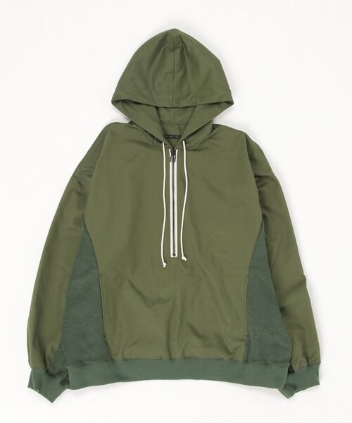 my beautiful landlet(マイビューティフルランドレット)の「【my beautiful landlet】COTTON & POLYESTER × SWEAT PULLOVER HOODIE(パーカー・メンズ・ブラック/キナリ/グリーン・0/1)」の15枚目の写真