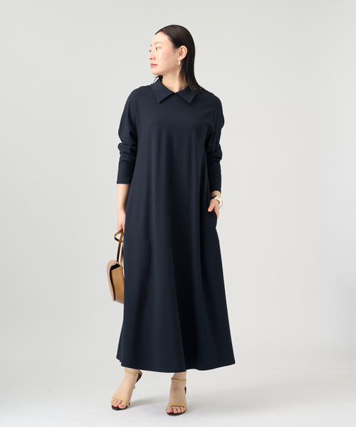 VERMEIL par iena（ヴェルメイユパーイエナ）の「《追加2》2WAYロールカラーワンピース（ワンピース・レディース・ネイビー・38/36）」の5枚目の写真