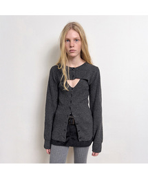DIAGONAL（ダイアゴナル）の「BOLERO LAYERED KNIT CARDIGAN (dark grey)（カーディガン/ボレロ）」