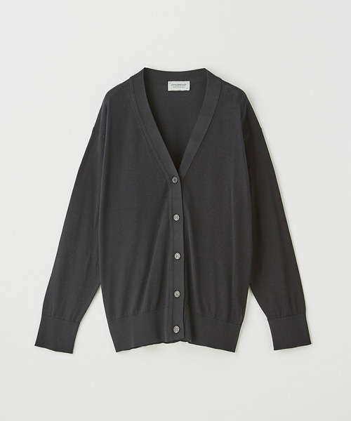 JOHN SMEDLEY(ジョンスメドレー)の「Vネック長袖コットンニットカーディガン(カーディガン/ボレロ・レディース・ブラック・S/M)」の1枚目の写真