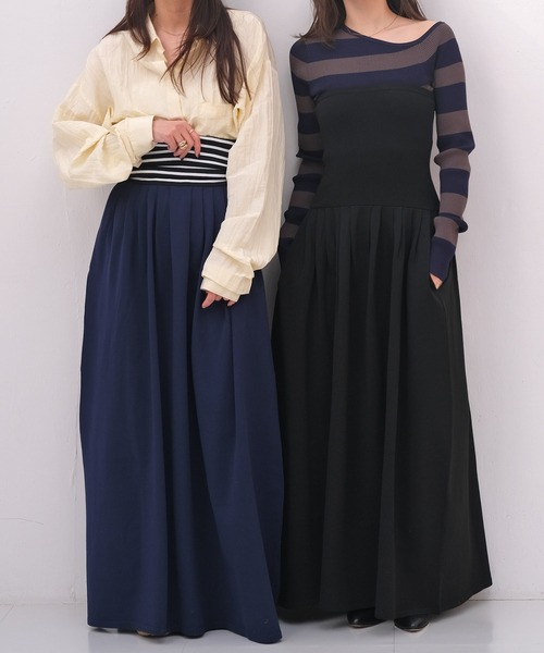 AKTE(アクテ)の「2WAYニットランタンスカート(スカート・レディース・ネイビー系/ブラック・TALL/FREE)」の20枚目の写真