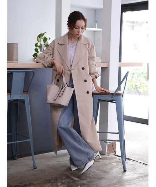 fifth(フィフス)の「ツイルトレンチコート(その他アウター・レディース・ネイビー/ライトベージュ・M)」の3枚目の写真