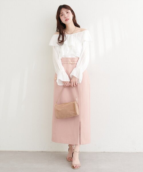 natural couture（ナチュラルクチュール）の「ランダムシアーストライプクロスフリルブラウス（シャツ/ブラウス・レディース・ブラック/サックスブルー/ピンク/オフホワイト/イエロー/ミント・FREE）」の10枚目の写真