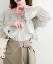 natural couture | ランダムシアーストライプクロスフリルブラウス(シャツ/ブラウス)