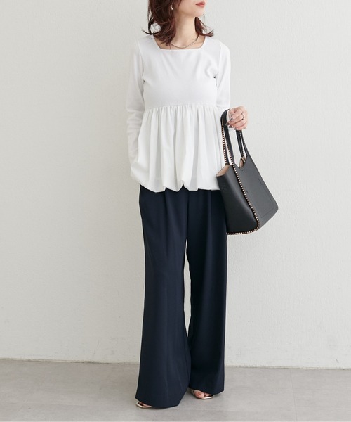 LARUTA（ラルータ）の「【LARUTA】[Yurie企画］裾バルーンプルオーバー（Tシャツ/カットソー・レディース・オフホワイト/ブラック/グレー・FREE）」の6枚目の写真