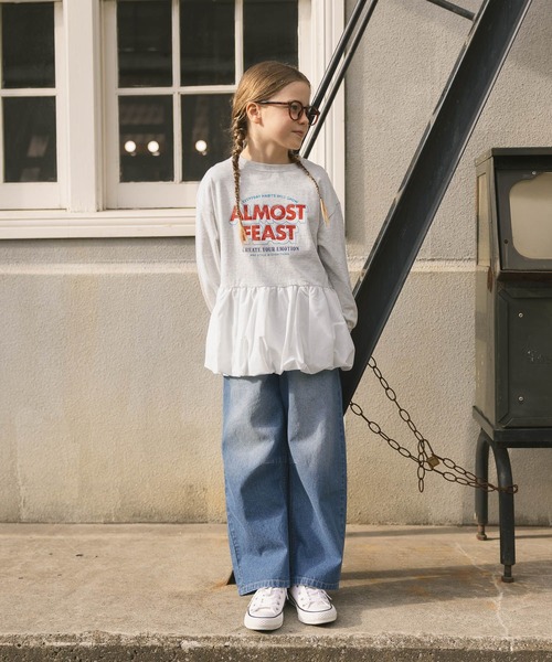 GLOBAL WORK（グローバルワーク）の「ヘビロッTEEバルーン長袖/638307（Tシャツ/カットソー・キッズ・ライトグレー/ダークグレー・160cm/150cm/130cm/140cm）」の5枚目の写真