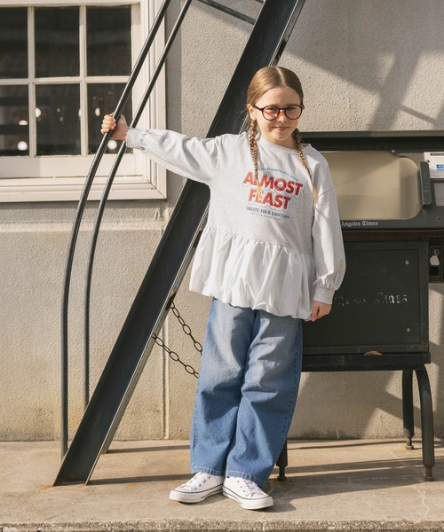 GLOBAL WORK（グローバルワーク）の「ヘビロッTEEバルーン長袖/638307（Tシャツ/カットソー・キッズ・ライトグレー/ダークグレー・160cm/150cm/130cm/140cm）」の6枚目の写真