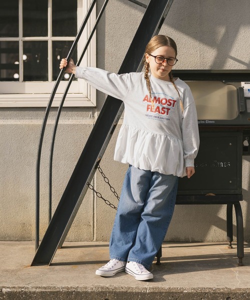 GLOBAL WORK（グローバルワーク）の「ヘビロッTEEバルーン長袖/638307（Tシャツ/カットソー・キッズ・ライトグレー/ダークグレー・160cm/150cm/130cm/140cm）」の7枚目の写真