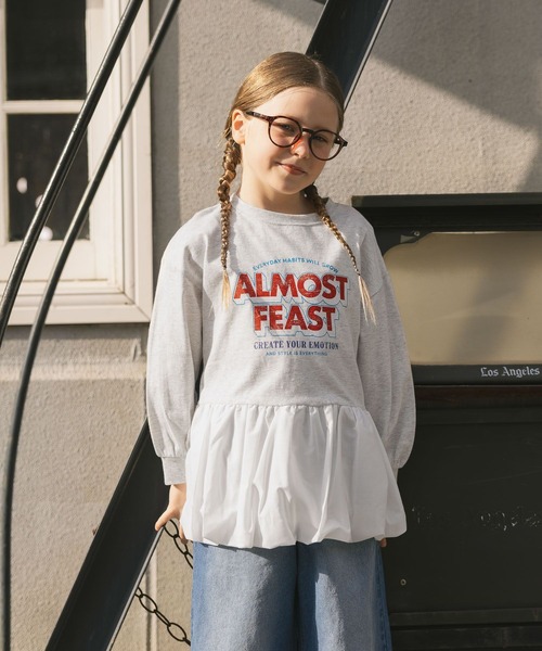 GLOBAL WORK（グローバルワーク）の「ヘビロッTEEバルーン長袖/638307（Tシャツ/カットソー・キッズ・ライトグレー/ダークグレー・160cm/150cm/130cm/140cm）」の9枚目の写真