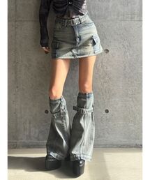 GYDA | 【WEB限定】【TINY低身長さん向け】レッグウォーマー付きミニスカートライクショートパンツ(デニムスカート)