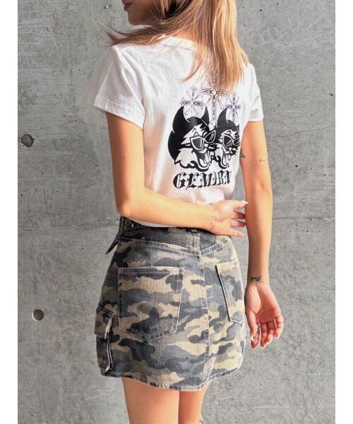 GYDA(ジェイダ)の「【WEB限定】【TINY低身長さん向け】レッグウォーマー付きミニスカートライクショートパンツ(デニムスカート・レディース・その他1/ライトブルー/ブラック・MEDIUM/SMALL)」の4枚目の写真