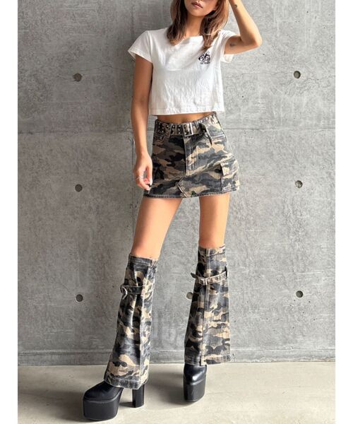 GYDA(ジェイダ)の「【WEB限定】【TINY低身長さん向け】レッグウォーマー付きミニスカートライクショートパンツ(デニムスカート・レディース・その他1/ライトブルー/ブラック・MEDIUM/SMALL)」の5枚目の写真