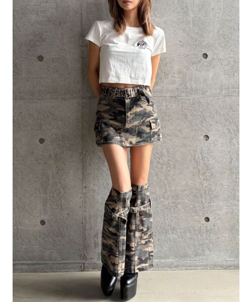 GYDA(ジェイダ)の「【WEB限定】【TINY低身長さん向け】レッグウォーマー付きミニスカートライクショートパンツ(デニムスカート・レディース・その他1/ライトブルー/ブラック・MEDIUM/SMALL)」の6枚目の写真