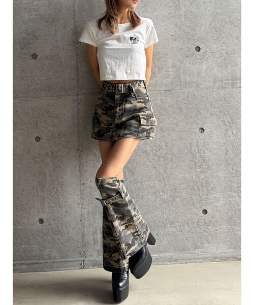 GYDA(ジェイダ)の「【WEB限定】【TINY低身長さん向け】レッグウォーマー付きミニスカートライクショートパンツ(デニムスカート・レディース・その他1/ライトブルー/ブラック・MEDIUM/SMALL)」の7枚目の写真