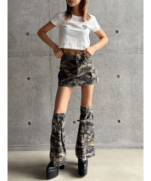 GYDA(ジェイダ)の「【WEB限定】【TINY低身長さん向け】レッグウォーマー付きミニスカートライクショートパンツ(デニムスカート・レディース・その他1/ライトブルー/ブラック・MEDIUM/SMALL)」の9枚目の写真