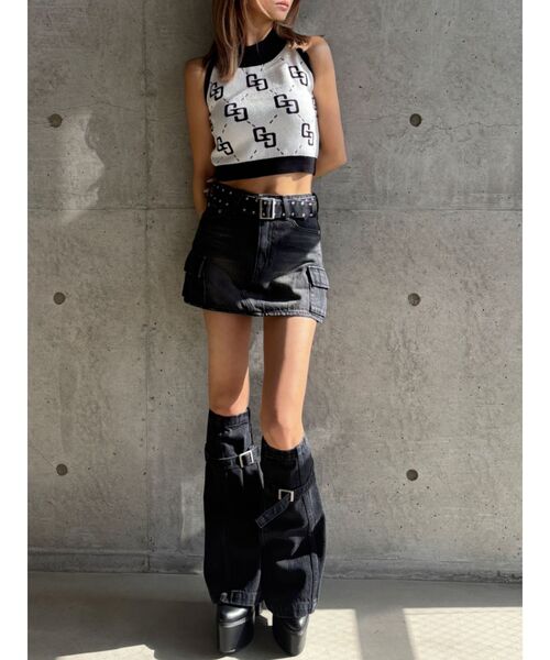 GYDA(ジェイダ)の「【WEB限定】【TINY低身長さん向け】レッグウォーマー付きミニスカートライクショートパンツ(デニムスカート・レディース・その他1/ライトブルー/ブラック・MEDIUM/SMALL)」の11枚目の写真