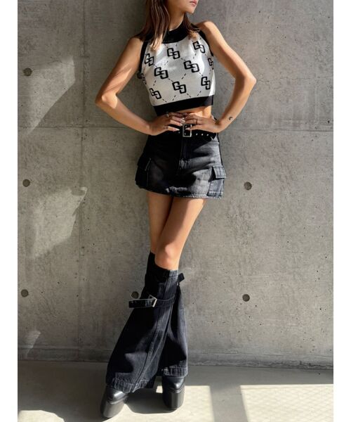 GYDA(ジェイダ)の「【WEB限定】【TINY低身長さん向け】レッグウォーマー付きミニスカートライクショートパンツ(デニムスカート・レディース・その他1/ライトブルー/ブラック・MEDIUM/SMALL)」の13枚目の写真