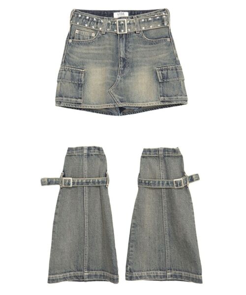 GYDA(ジェイダ)の「【WEB限定】【TINY低身長さん向け】レッグウォーマー付きミニスカートライクショートパンツ(デニムスカート・レディース・その他1/ライトブルー/ブラック・MEDIUM/SMALL)」の21枚目の写真
