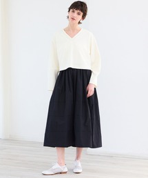 R-ISM（リズム）の「【洗える】ニット×タフタコンビワンピース（ワンピース）」