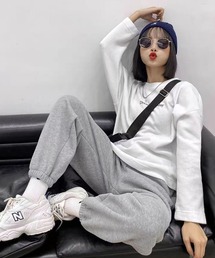 nonomi（ノノミ）の「ルーズシルエット ベーシックス 裏起毛 スウェット ジョガーパンツ 【韓国ファッション/ストリート】（スウェットパンツ）」