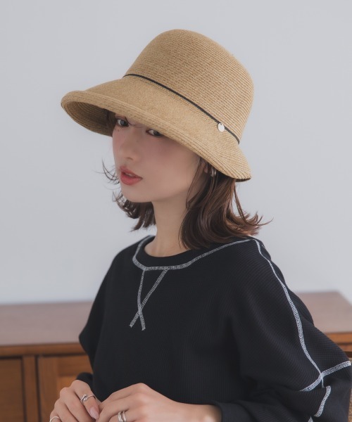 polcadot（ポルカドット）の「ブレード ポケッタブル クロッシェ (ストラップ付き)（ハット・レディース・アイボリー/ブラック・FREE）」の2枚目の写真