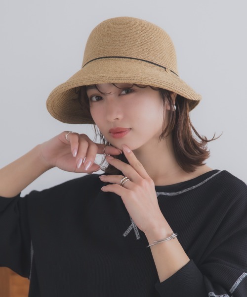 polcadot（ポルカドット）の「ブレード ポケッタブル クロッシェ (ストラップ付き)（ハット・レディース・アイボリー/ブラック・FREE）」の5枚目の写真