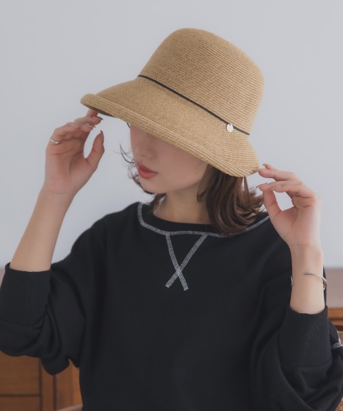 polcadot（ポルカドット）の「ブレード ポケッタブル クロッシェ (ストラップ付き)（ハット・レディース・アイボリー/ブラック・FREE）」の4枚目の写真
