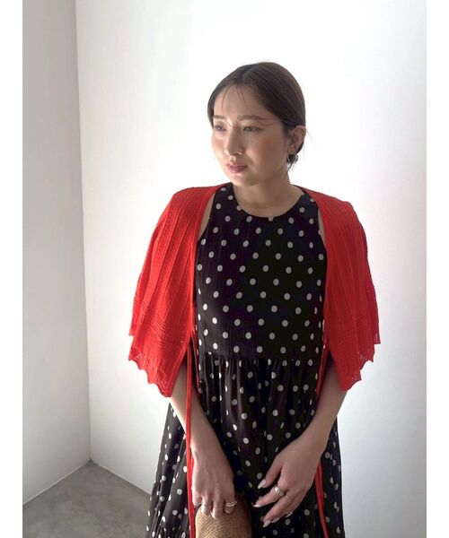 LAGUNAMOON（ラグナムーン）の「スカラップヘムレースニットアンサンブル 【春服】【セットアップ】（アンサンブル・レディース・ブラック/ホワイト/オレンジ・FREE）」の11枚目の写真