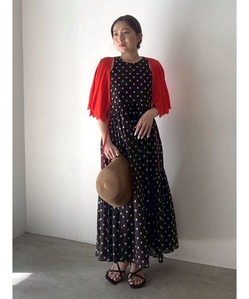 LAGUNAMOON（ラグナムーン）の「スカラップヘムレースニットアンサンブル 【春服】【セットアップ】（アンサンブル・レディース・ブラック/ホワイト/オレンジ・FREE）」の10枚目の写真