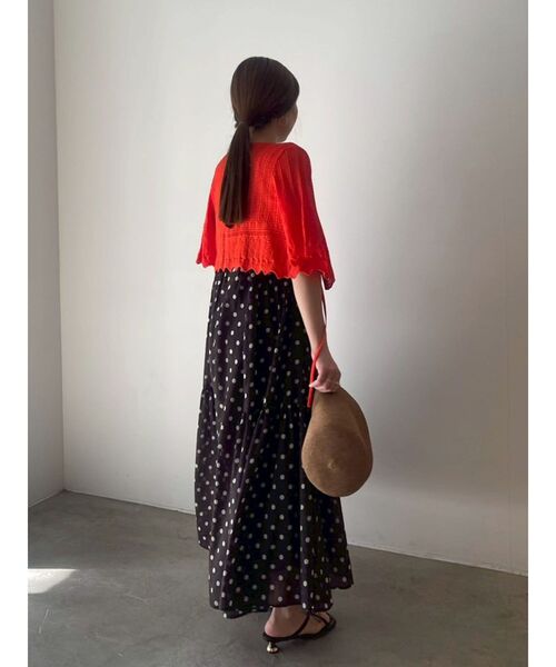 LAGUNAMOON(ラグナムーン)の「スカラップヘムレースニットアンサンブル 【夏服】【セットアップ対応】【アンサンブル】(アンサンブル・レディース・ブラック/ホワイト/オレンジ・FREE)」の20枚目の写真
