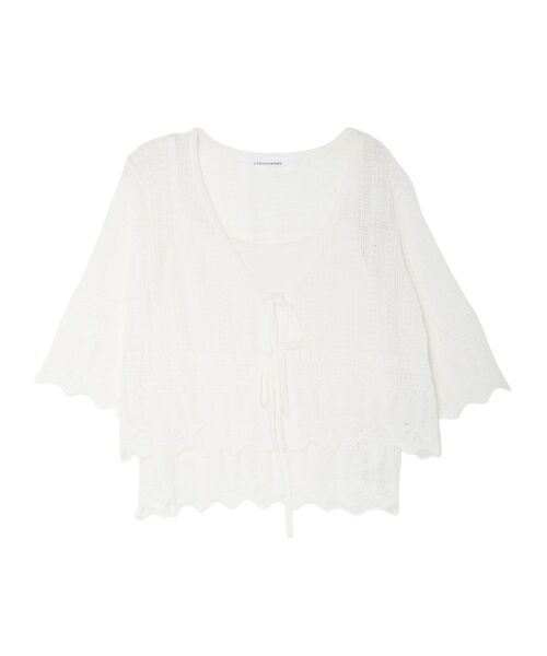 LAGUNAMOON（ラグナムーン）の「スカラップヘムレースニットアンサンブル 【春服】【セットアップ】（アンサンブル・レディース・ブラック/ホワイト/オレンジ・FREE）」の22枚目の写真
